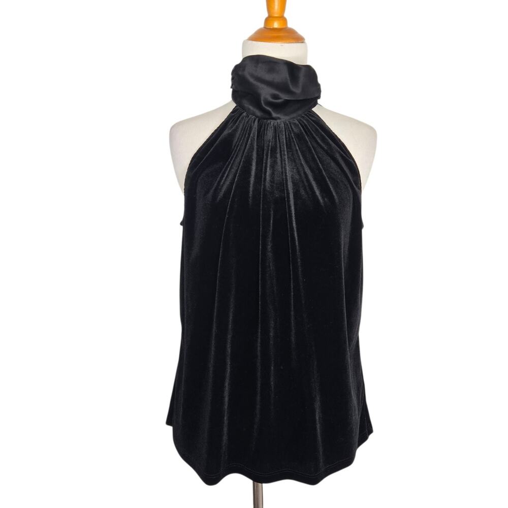Sara Campbell Womens Velour Evening Top Sleeveless Elegant High Neck Party Large